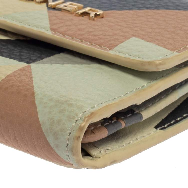 Pre Owned Aigner Multicolor Diamond Print Leather Trifold Wallet 