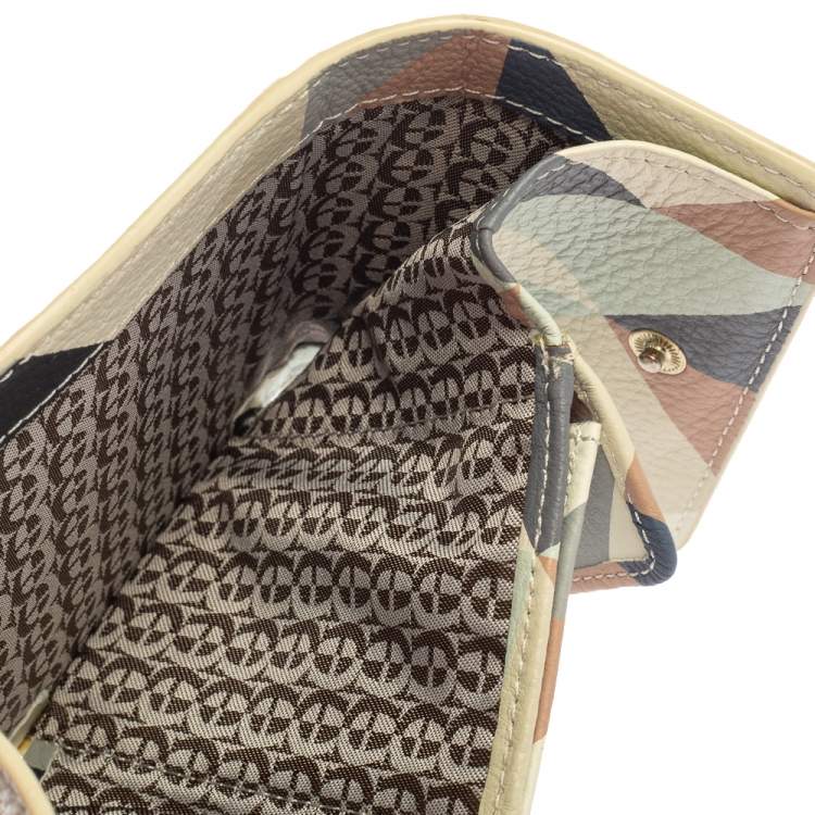 Pre Owned Aigner Multicolor Diamond Print Leather Trifold Wallet 