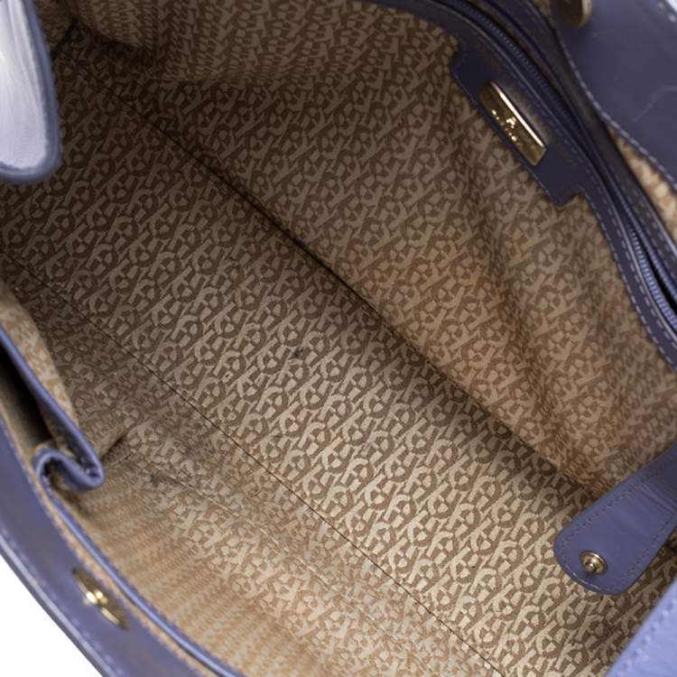 Pre Owned Aigner Lavender Crocodile Embossed Leather Limited Edition Cavallina Tote