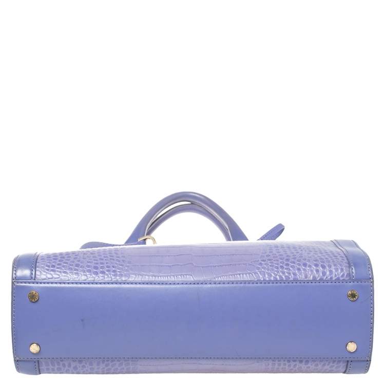 Pre Owned Aigner Lavender Crocodile Embossed Leather Limited Edition Cavallina Tote
