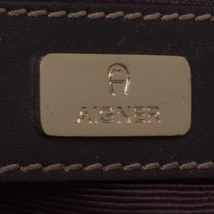 Pre Owned Aigner Brown Monogram Coated Canvas and Leather Hobo