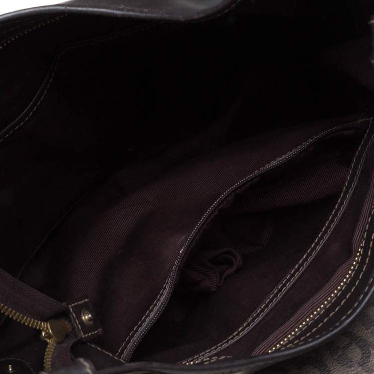 Pre Owned Aigner Brown Monogram Coated Canvas and Leather Hobo