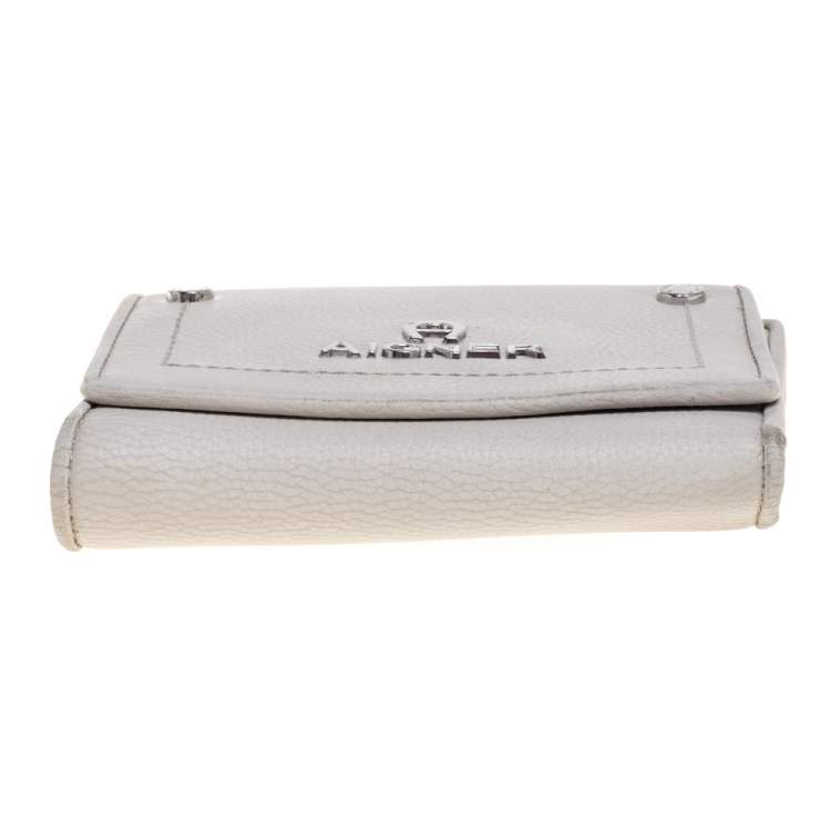 Pre Owned Aigner Grey Leather Trifold Wallet
