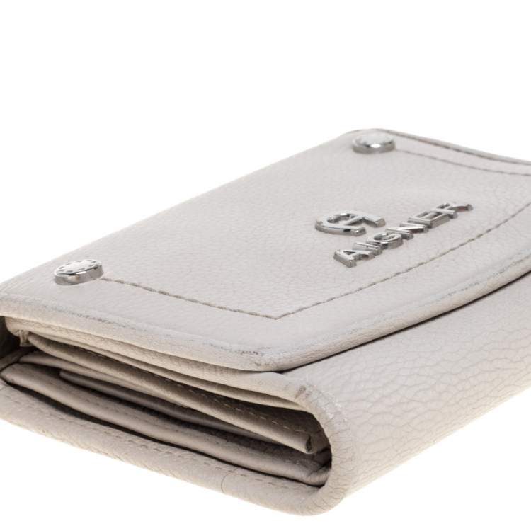 Pre Owned Aigner Grey Leather Trifold Wallet