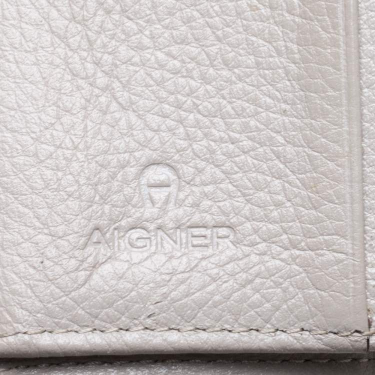 Pre Owned Aigner Grey Leather Trifold Wallet