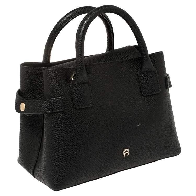 Pre Owned Aigner Black Leather Tote