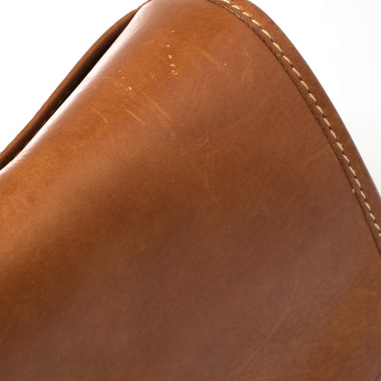 Pre Owned Aigner Brown/Beige Canvas and Leather Logo Flap Crossbody Bag