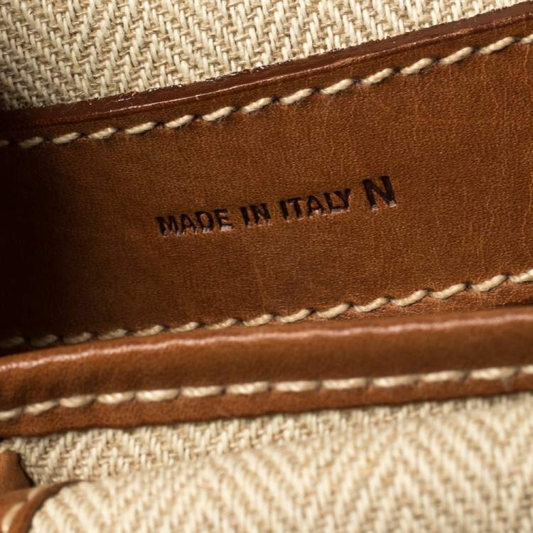 Pre Owned Aigner Brown/Beige Canvas and Leather Logo Flap Crossbody Bag
