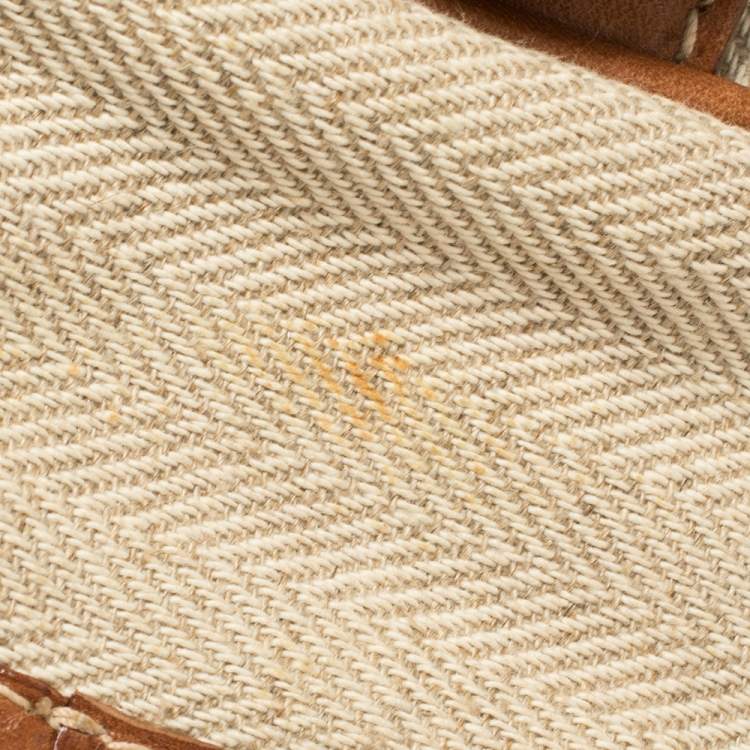 Pre Owned Aigner Brown/Beige Canvas and Leather Logo Flap Crossbody Bag