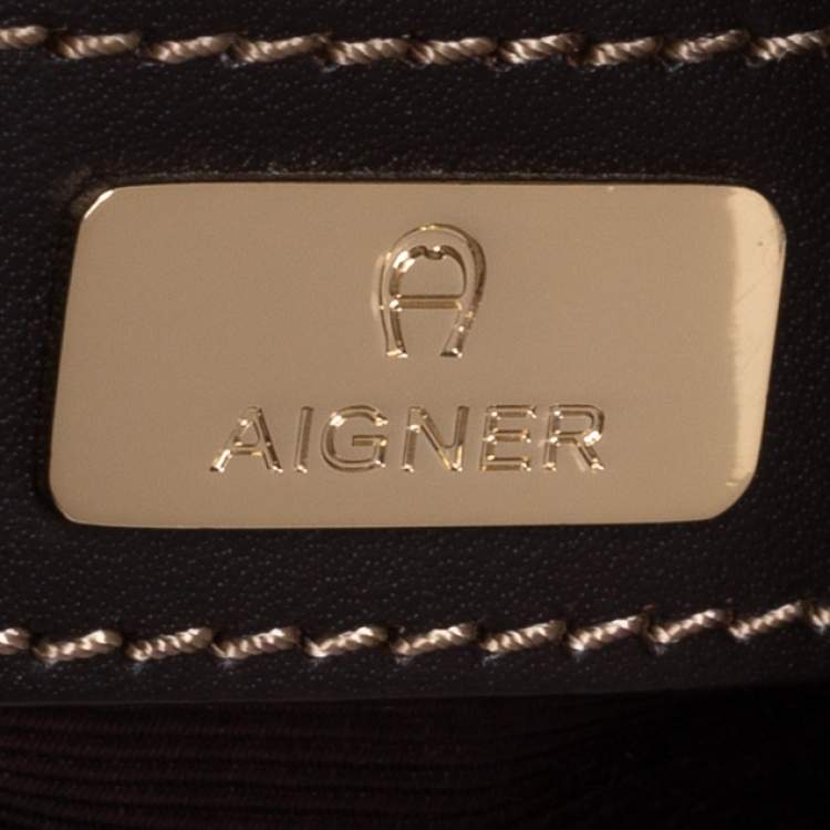 Pre Owned Aigner Brown Monogram Coated Canvas and Leather Hobo