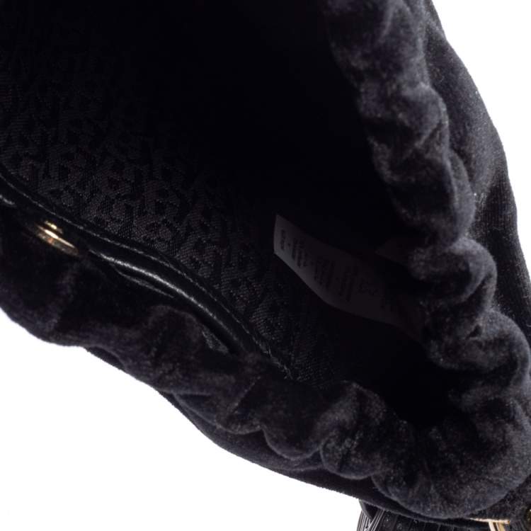 Pre Owned Aigner Black Velvet Tassel Crossbody Bag