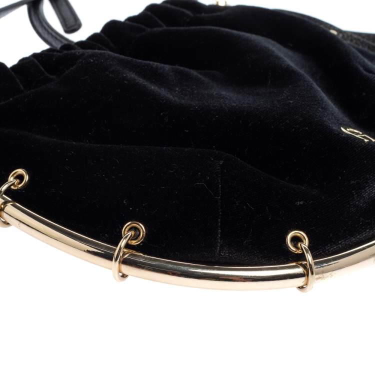 Pre Owned Aigner Black Velvet Tassel Crossbody Bag