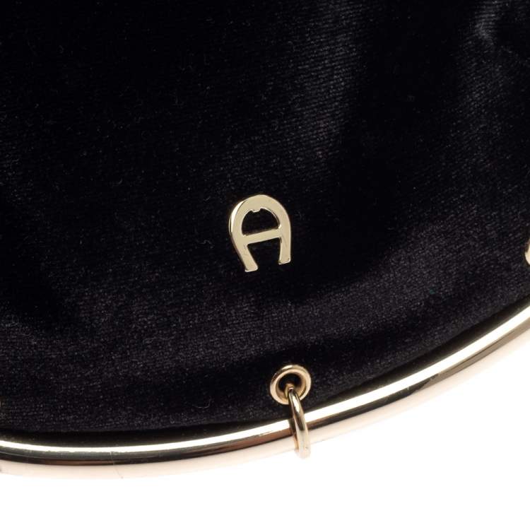 Pre Owned Aigner Black Velvet Tassel Crossbody Bag