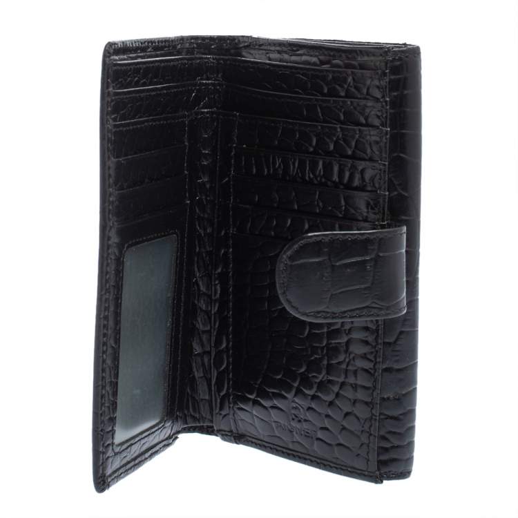 Pre Owned Aigner Black Croc Embossed Continental Wallet