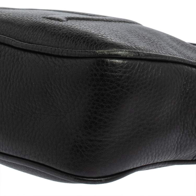 Pre Owned Aigner Black Grained Leather Bombe A Camera Crossbody Bag