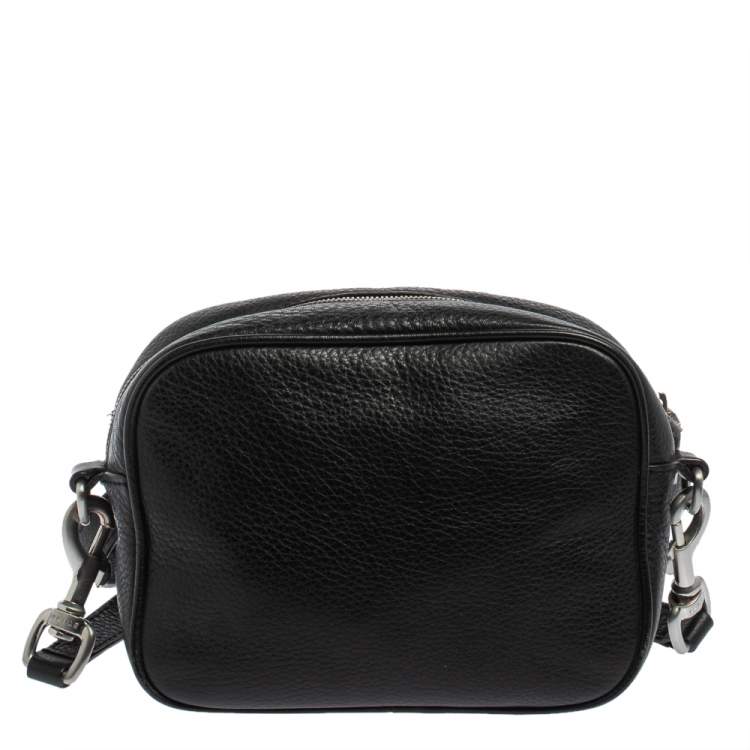 Pre Owned Aigner Black Grained Leather Bombe A Camera Crossbody Bag