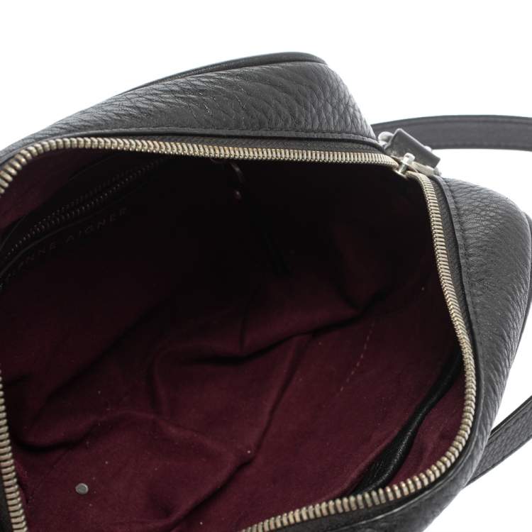 Pre Owned Aigner Black Grained Leather Bombe A Camera Crossbody Bag