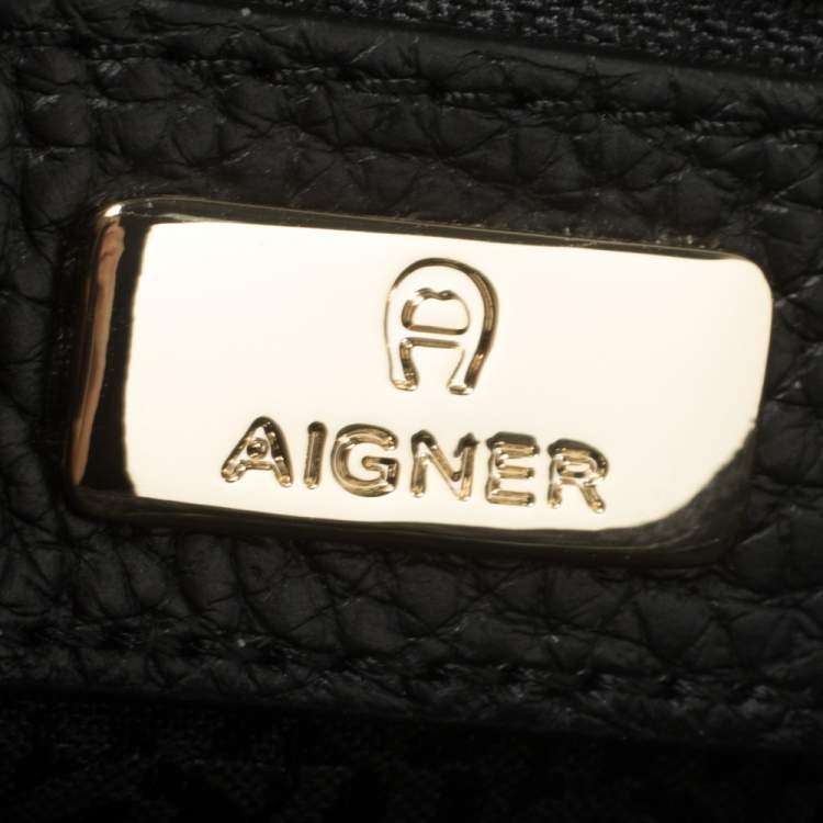مملوكة مسبقًا Aigner Green/Black Leather Diadora Shoulder Bag
