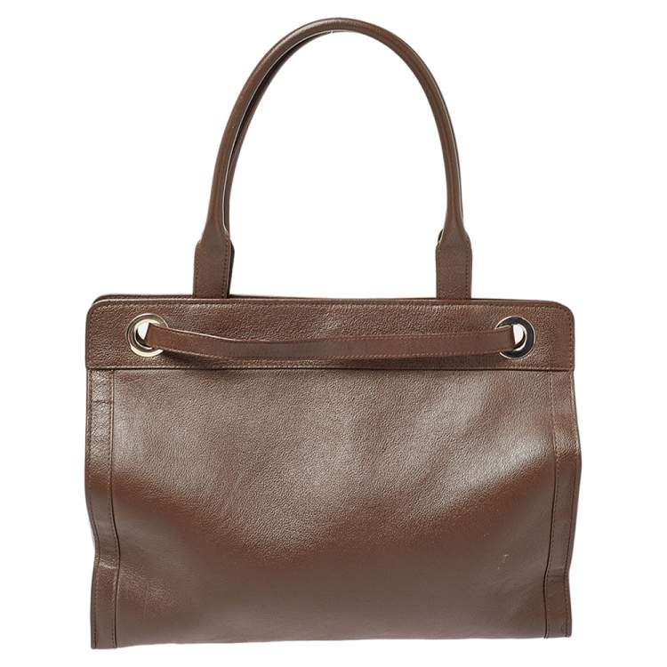Pre Owned Aigner Brown Leather Cavallina Tote