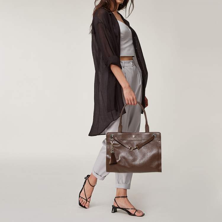 Pre Owned Aigner Brown Leather Cavallina Tote