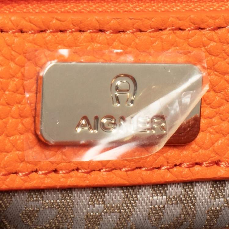 مملوكة مسبقًا Aigner Orange Leather Genoveva Pochette Crossbody Bag