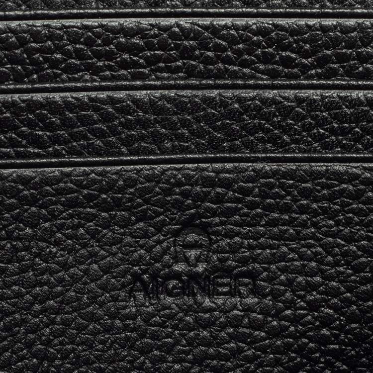 Pre Owned Aigner Black/White Zebra Print Calf Hair and Leather Zip Around Wallet