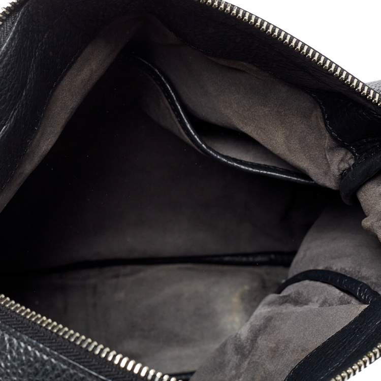 Pre Owned Aigner Black Leather Messenger Bag