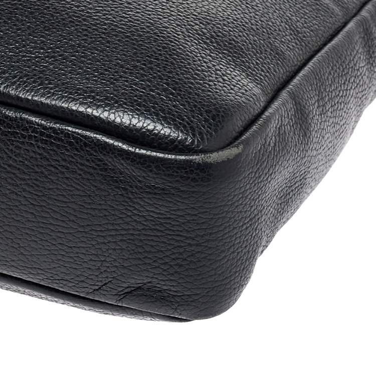 Pre Owned Aigner Black Leather Messenger Bag