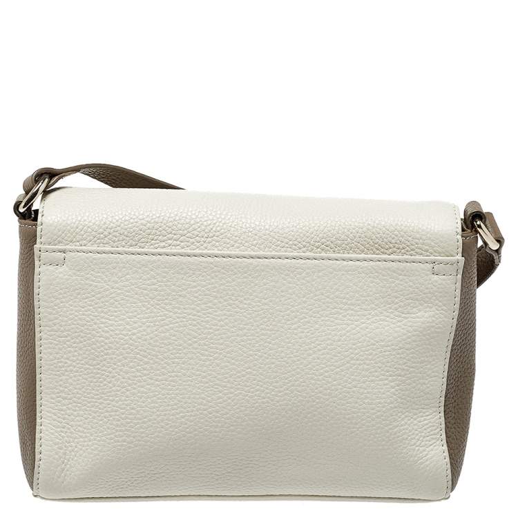 Pre Owned Aigner Two Tone Leather Flap Crossbody Bag