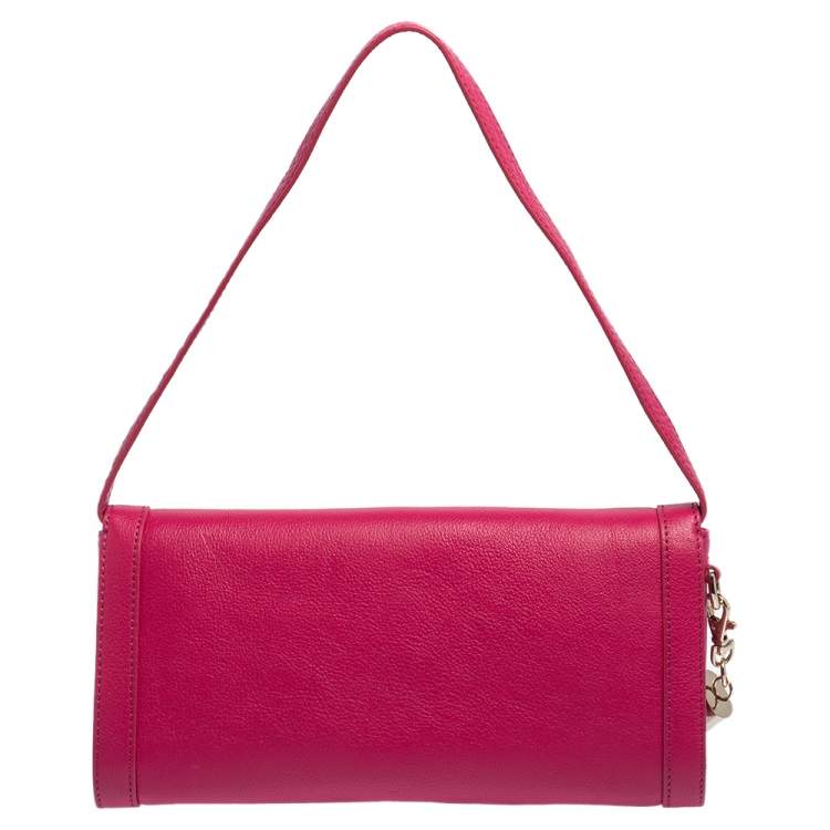 Pre Owned Aigner Pink Leather Cavallina Flap Clutch Bag