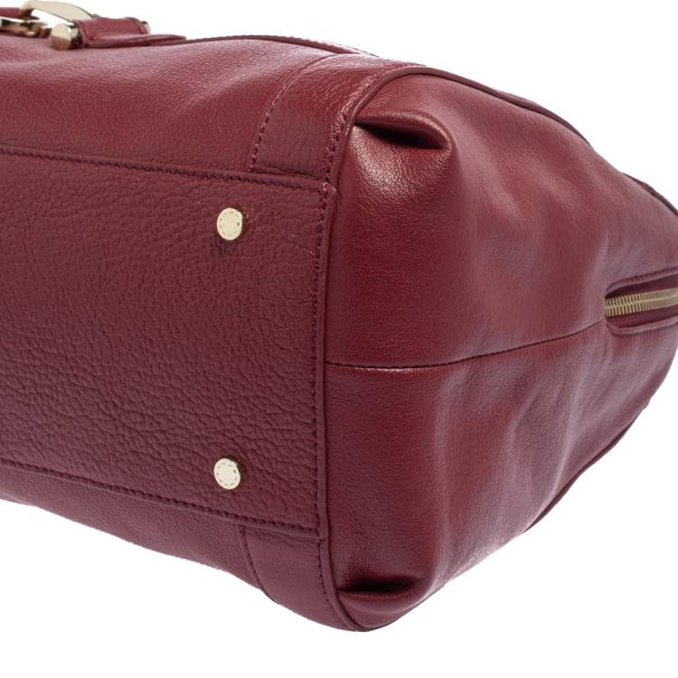 Pre Owned Aigner Burgundy Leather Cavallina Zip Satchel