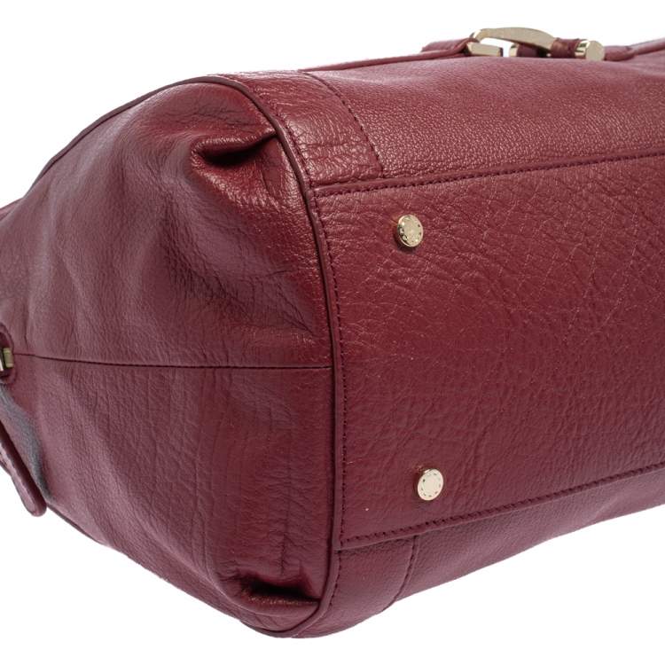 Pre Owned Aigner Burgundy Leather Cavallina Zip Satchel