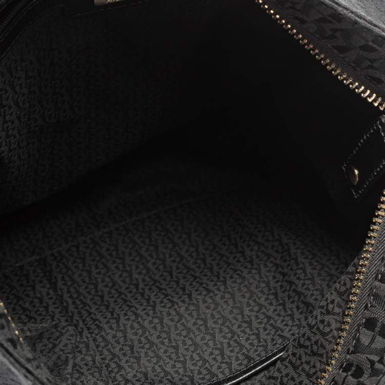 Pre Owned Aigner Black Monogram Fabric Hobo