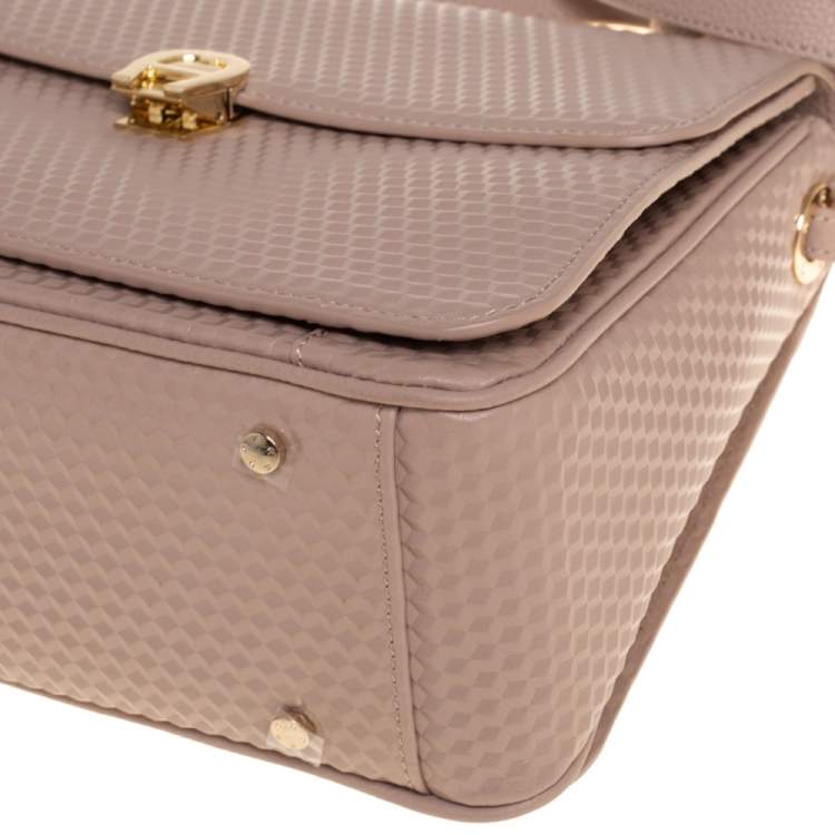 Pre Owned Aigner Nude Pink Embossed Leather Genoveva M Top Handle Bag 