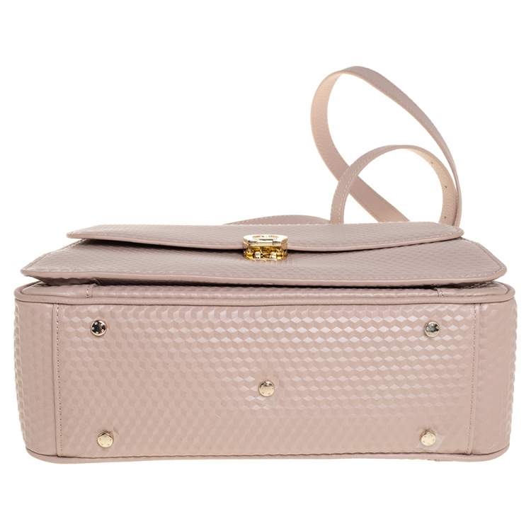 Pre Owned Aigner Nude Pink Embossed Leather Genoveva M Top Handle Bag 