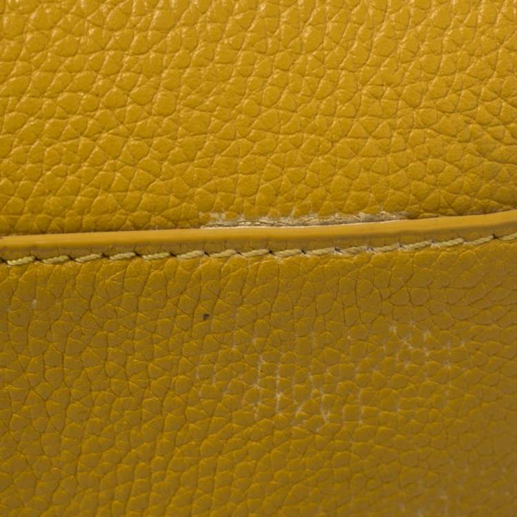 Pre Owned Aigner Mustard Yellow Leather Genoveva Top Handle Bag