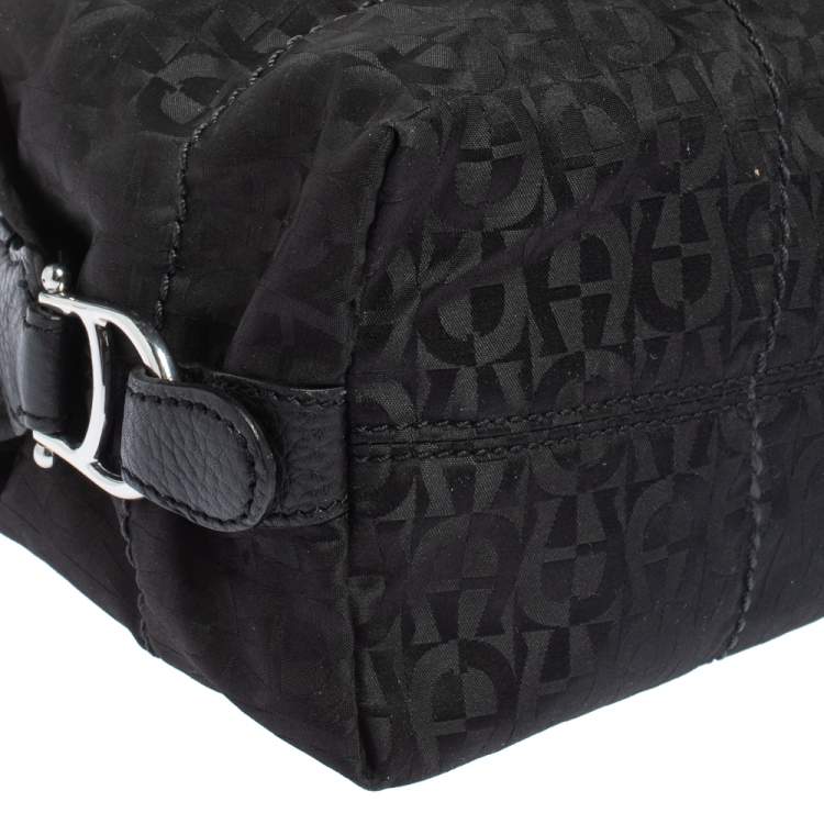 Pre Owned Aigner Black Signature Nylon and Leather Satchel