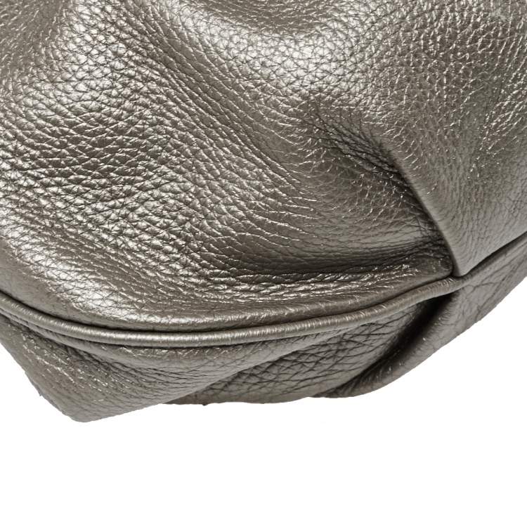 Pre Owned Aigner Metallic Grey Leather Satchel