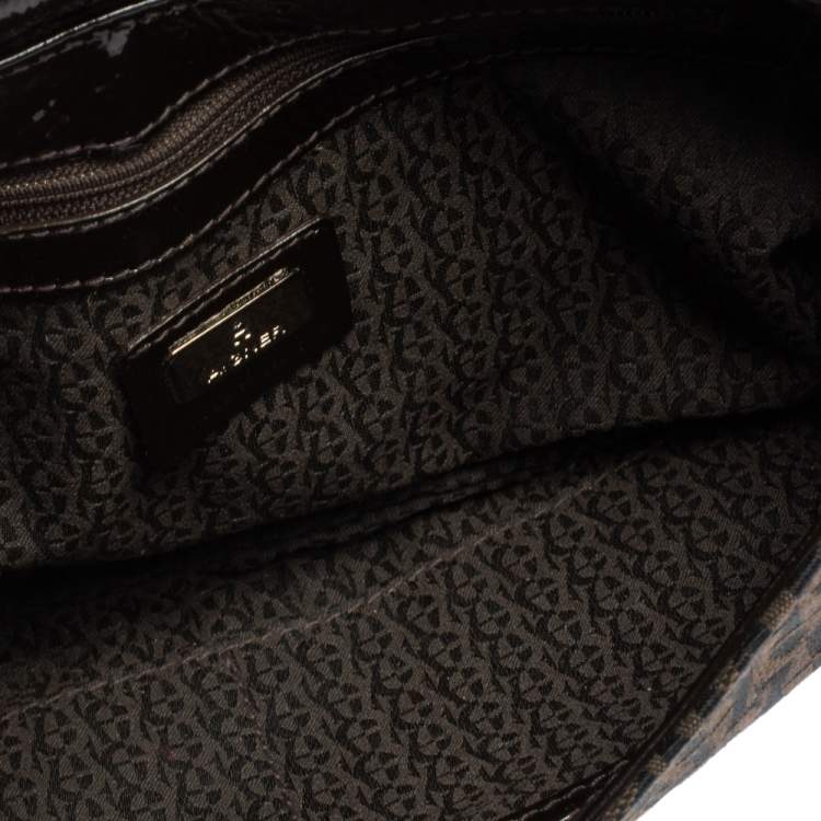 Pre Owned Aigner Brown Signature Canvas and Patent Leather Hobo