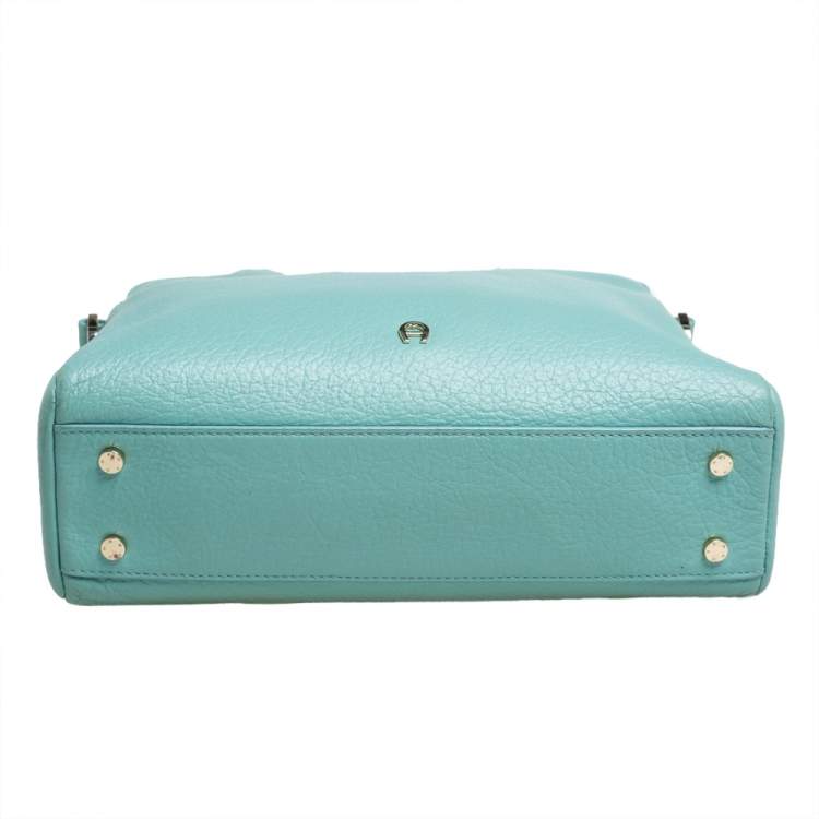 Pre Owned Aigner Mint Green Leather Satchel