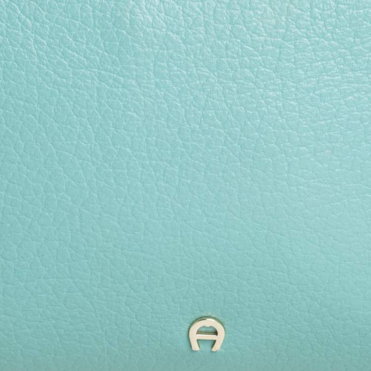 Pre Owned Aigner Mint Green Leather Satchel