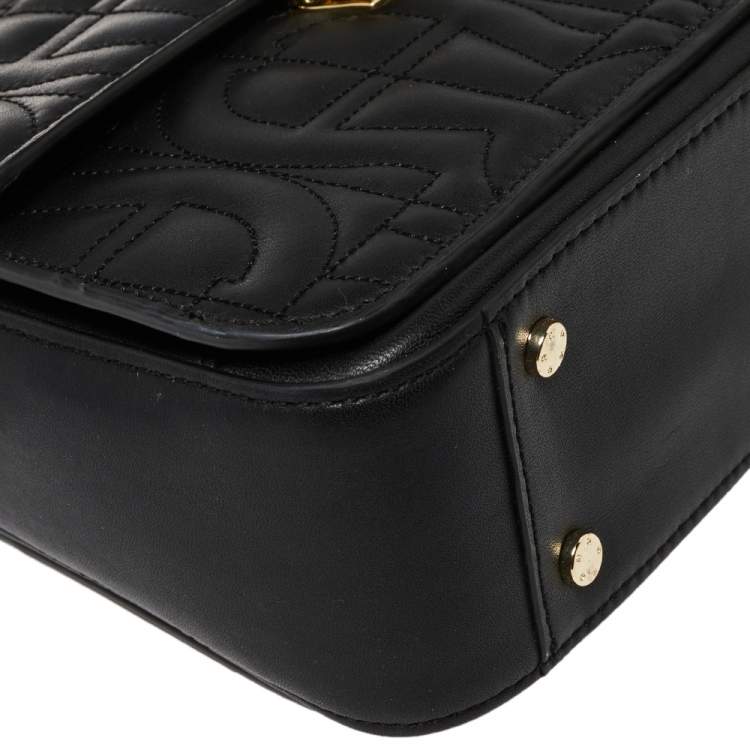 Pre Owned Aigner Black Embossed Leather Genoveva Top Handle Bag