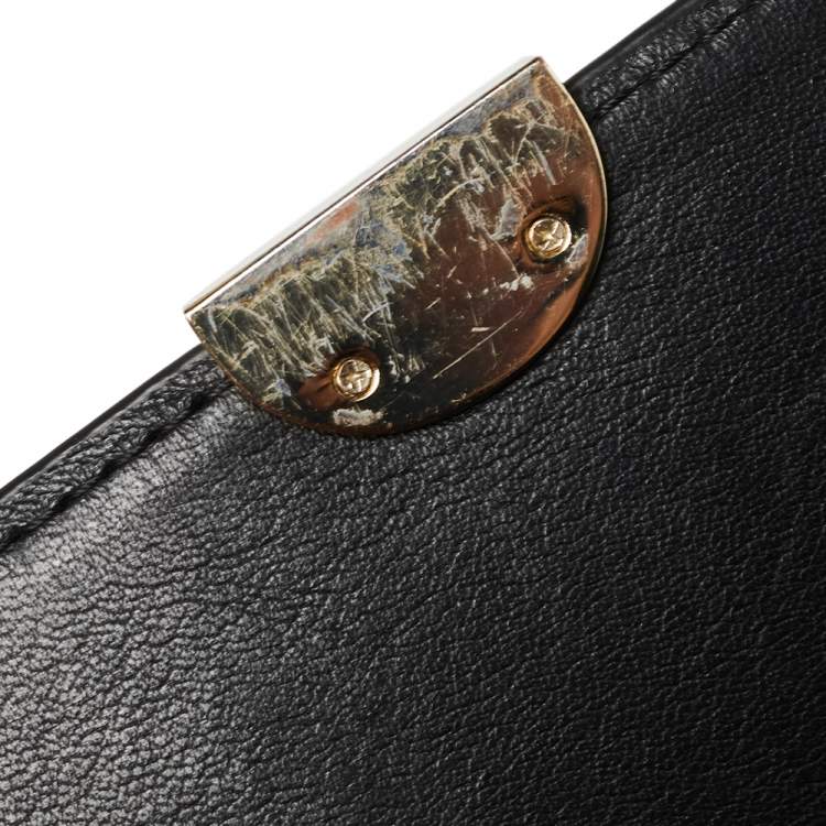 Pre Owned Aigner Black Embossed Leather Genoveva Top Handle Bag