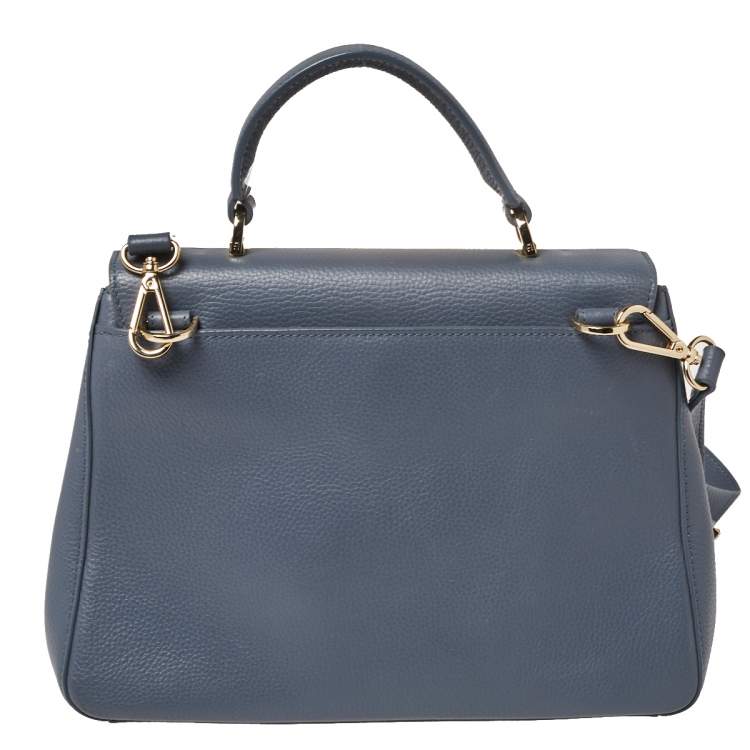 Pre Owned Aigner Dark Grey Leather Flap Isabella Top Handle Bag