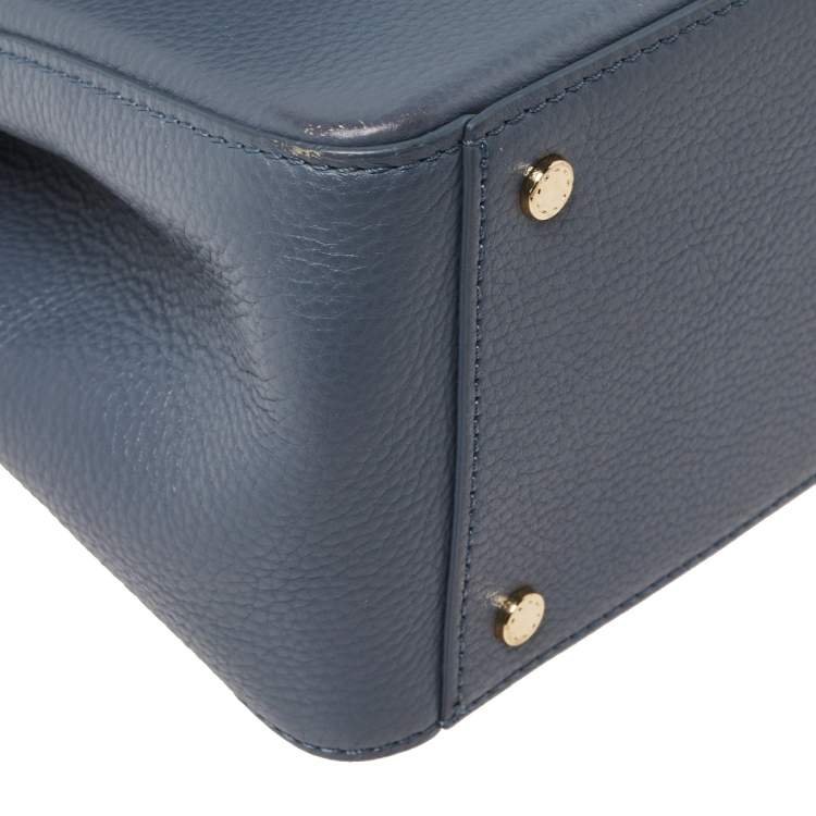 Pre Owned Aigner Dark Grey Leather Flap Isabella Top Handle Bag