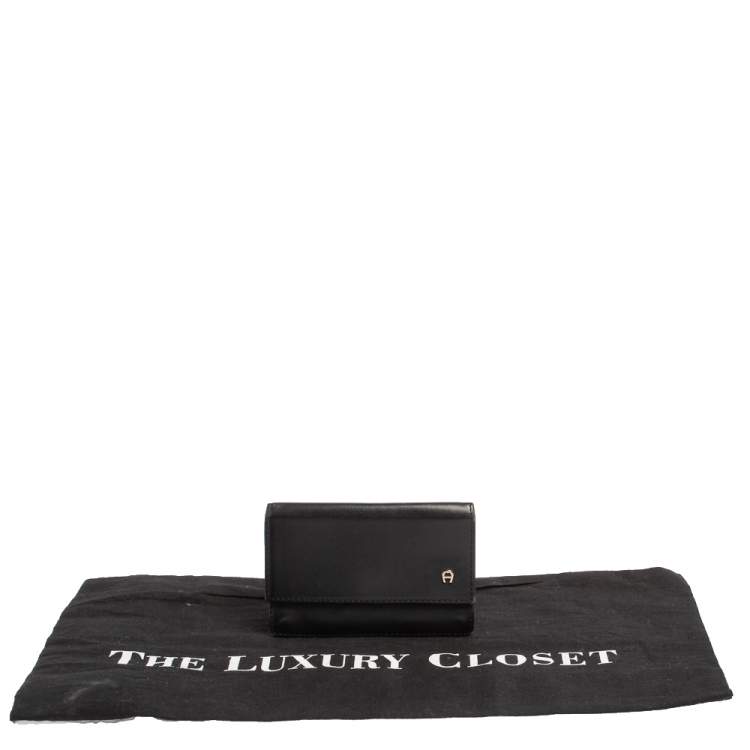 Pre Owned Aigner Black Leather Card Holder