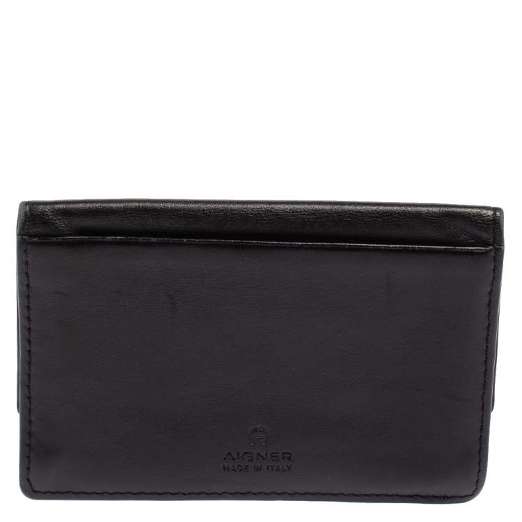 Pre Owned Aigner Black Leather Card Holder