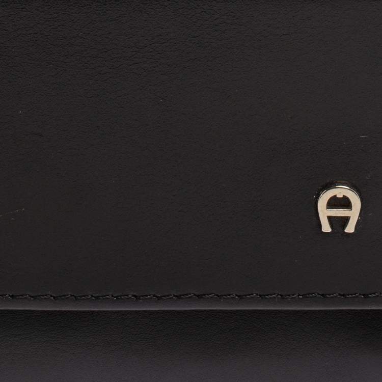 Pre Owned Aigner Black Leather Card Holder