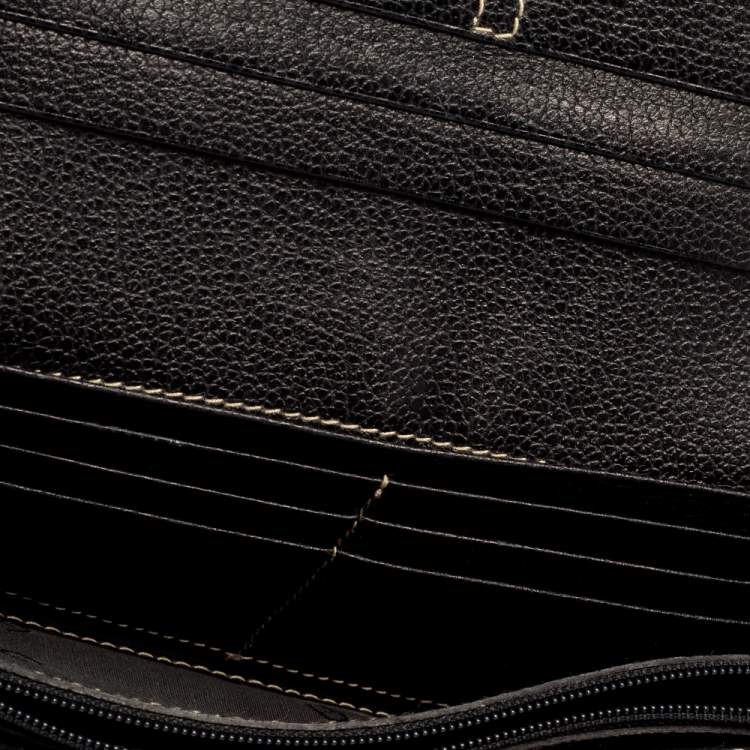 Pre Owned Aigner Black Leather Flap Continental Wallet