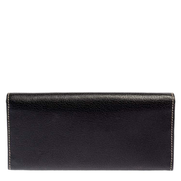 Pre Owned Aigner Black Leather Flap Continental Wallet